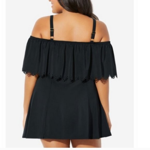 Nwt Laser Cutout Off the Shoulder Swimdress Swimsuits For All  Woman Wit… - Picture 2 of 6